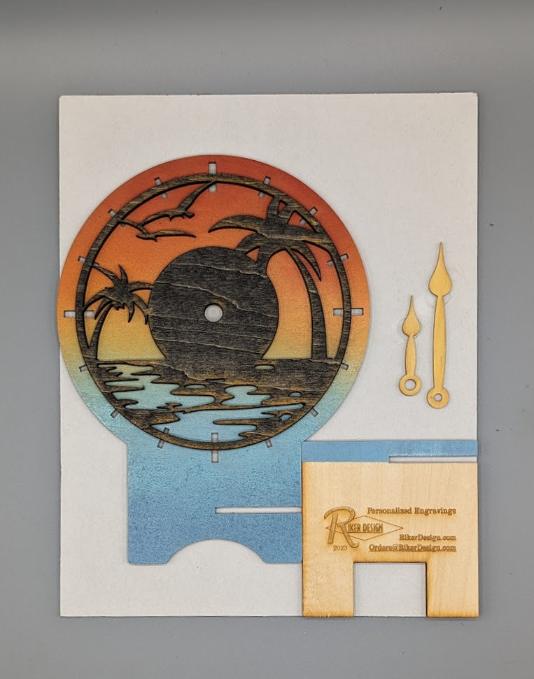 Sunset w/Palm Trees Clock