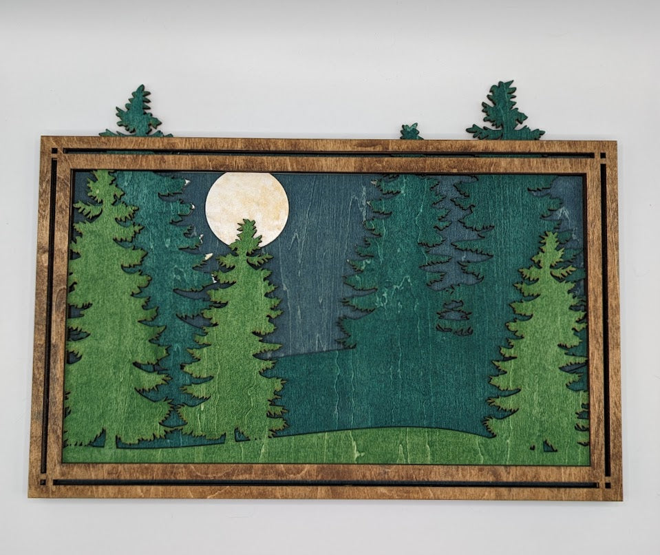 Forest Scene w/ Silhouette Animals