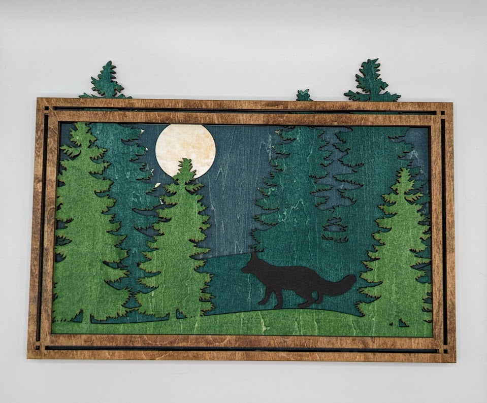 Forest Scene w/ Silhouette Animals