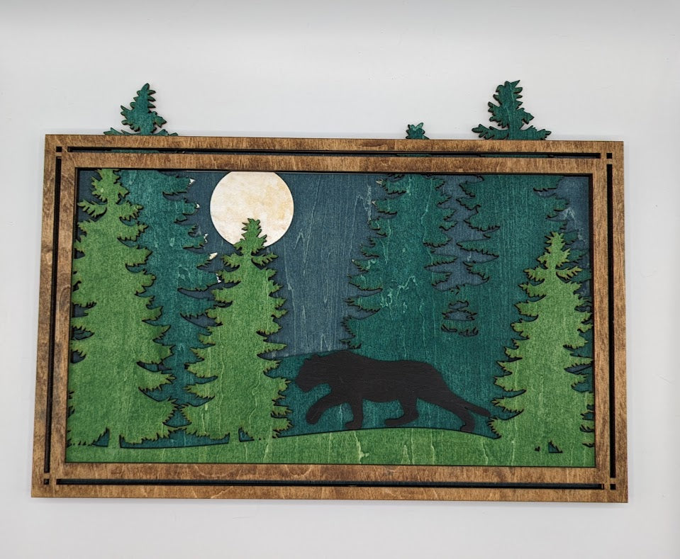 Forest Scene w/ Silhouette Animals