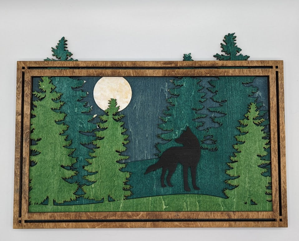 Forest Scene w/ Silhouette Animals