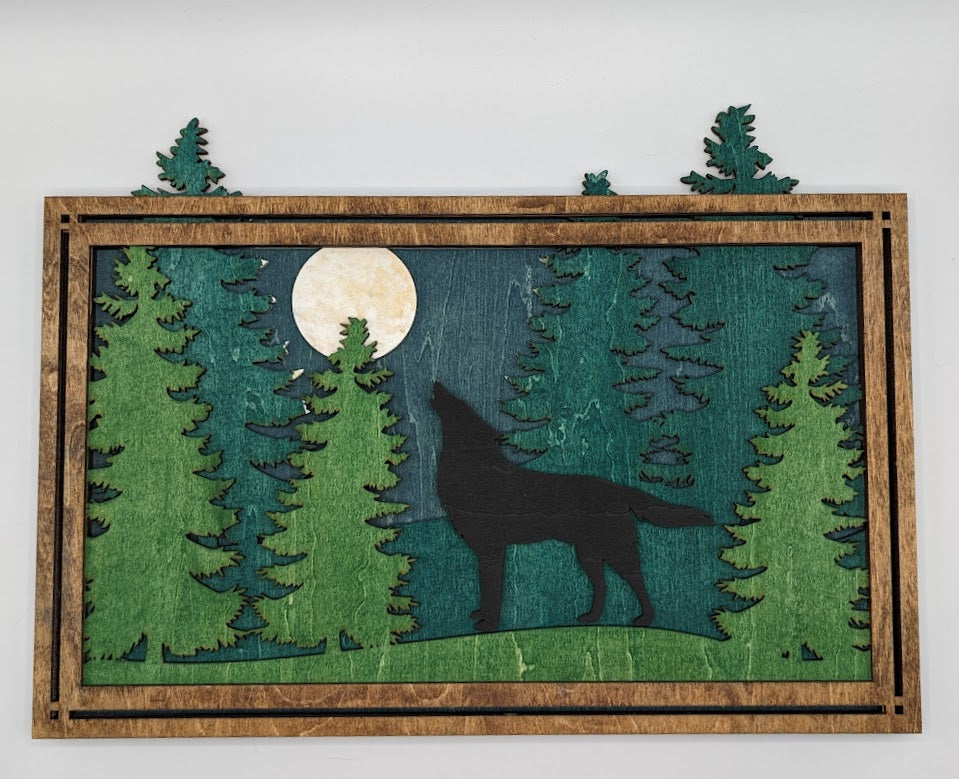 Forest Scene w/ Silhouette Animals