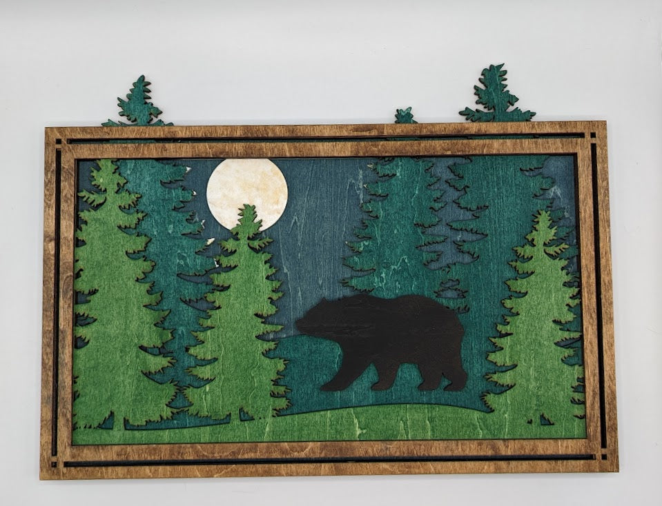 Forest Scene w/ Silhouette Animals