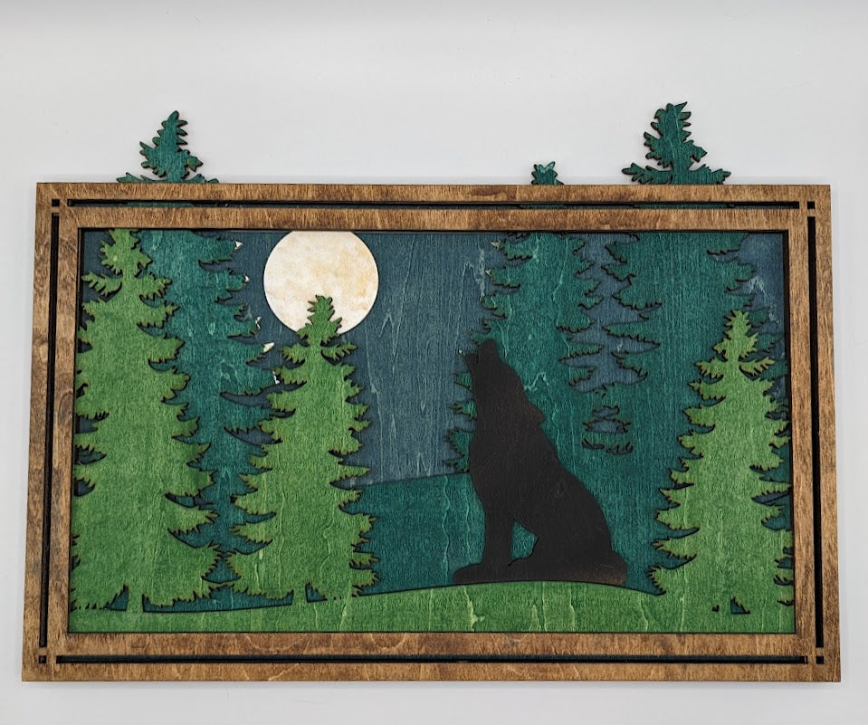 Forest Scene w/ Silhouette Animals