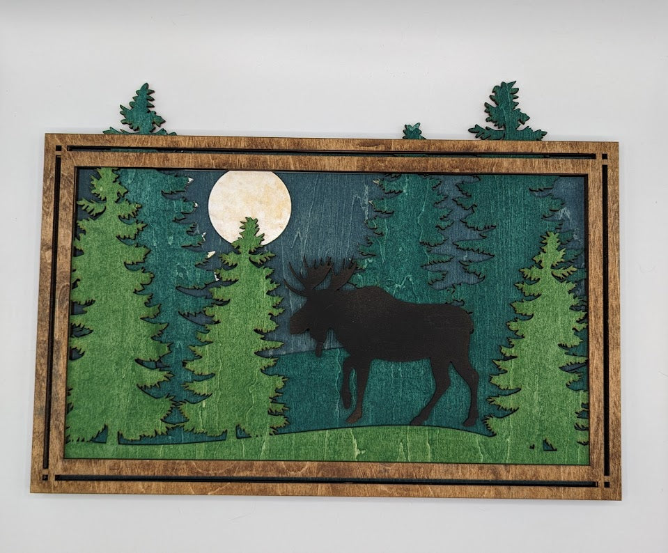 Forest Scene w/ Silhouette Animals
