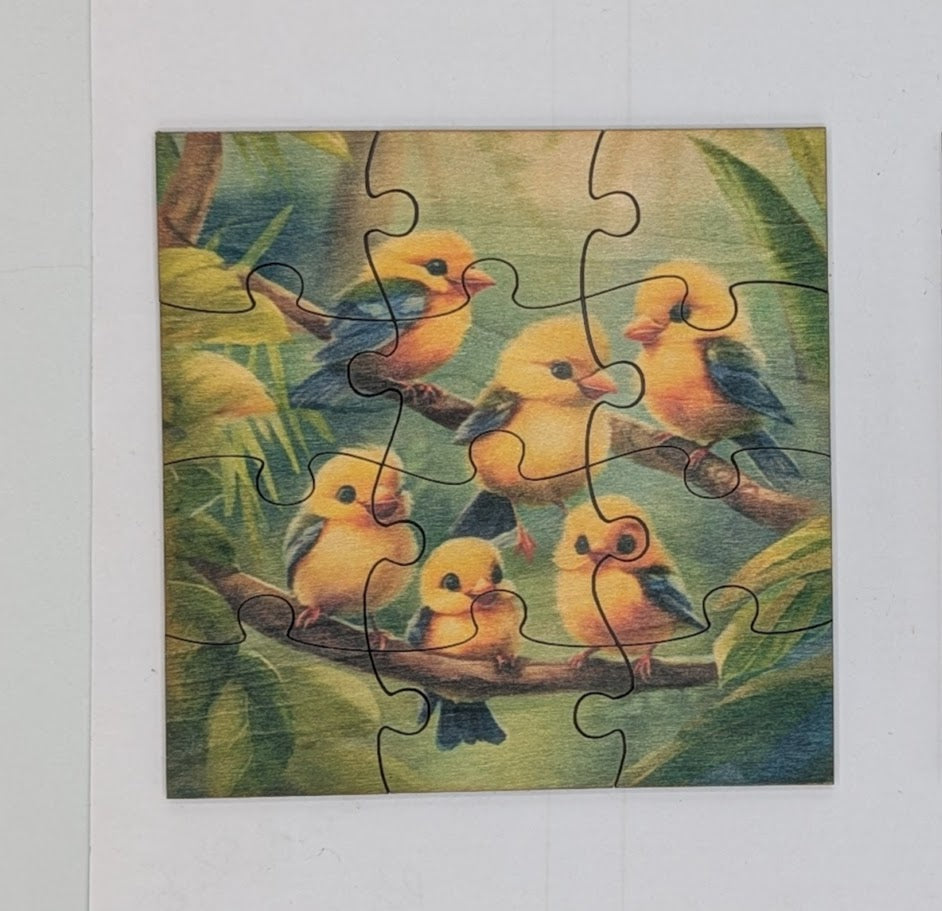 6 Birds 4.5"x4.5" 12 pc Puzzle