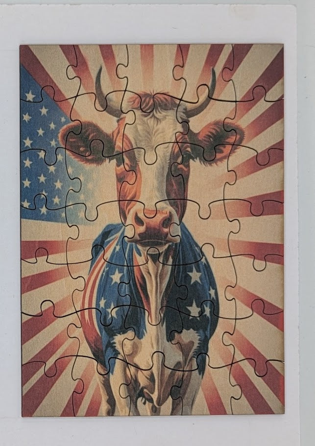 Patriotic Cow 5"x7" 35 pc Puzzle