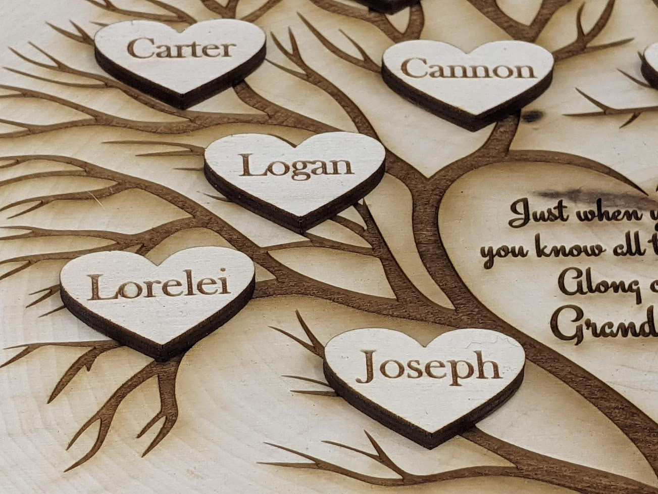 Custom Grandchildren Tree Laser Engraved Plaque