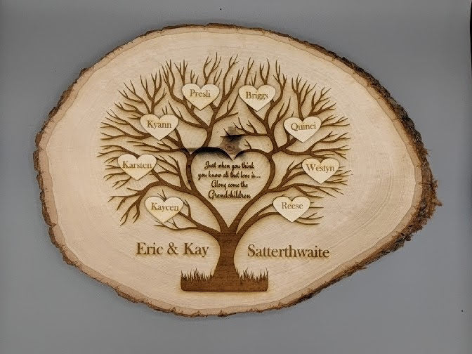 Custom Grandchildren Tree Laser Engraved Plaque