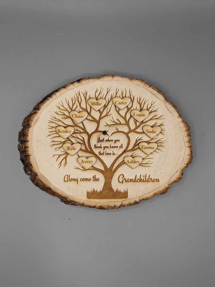 Custom Grandchildren Tree Laser Engraved Plaque