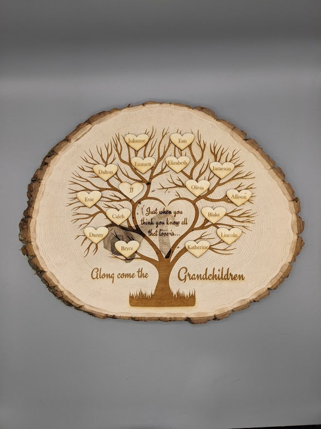 Custom Grandchildren Tree Laser Engraved Plaque