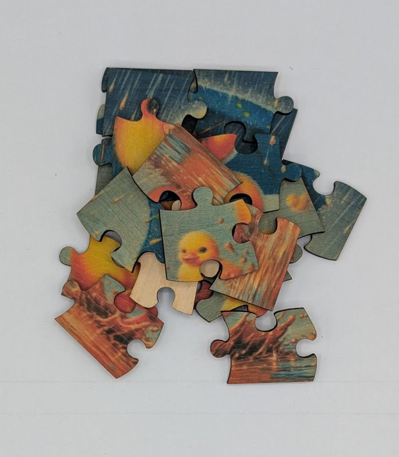 Spring Ducks Blue Umbrella  5.5"x5.5"  20 pc Puzzle