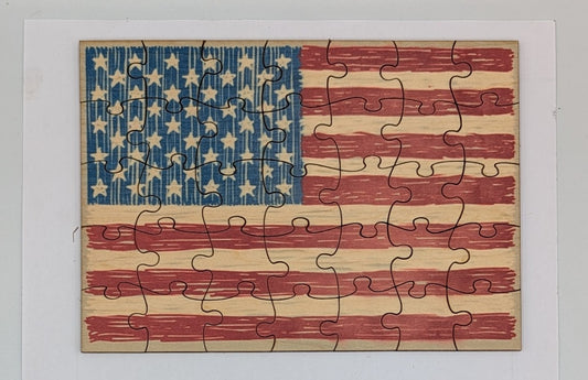 USA Flag Drawn 5"x7" 35 pc Puzzle