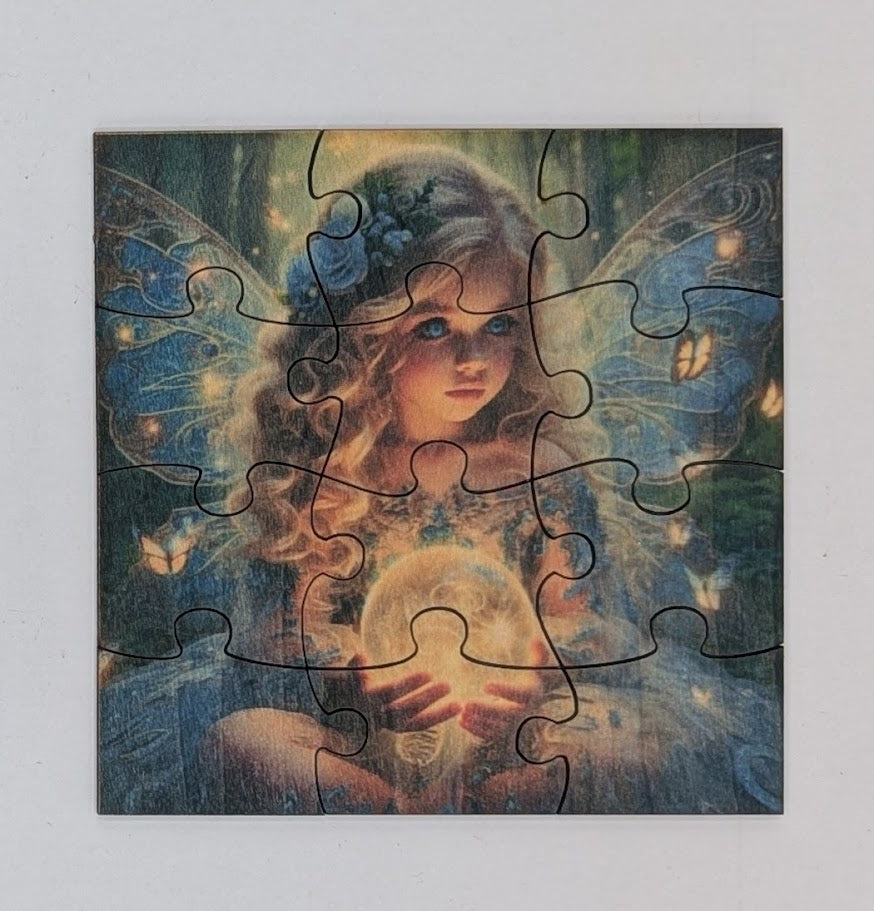 Blue Fairy Girl 4.5"x4.5" 12 pc Puzzle