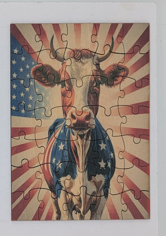 Patriotic Cow 5"x7" 35 pc Puzzle