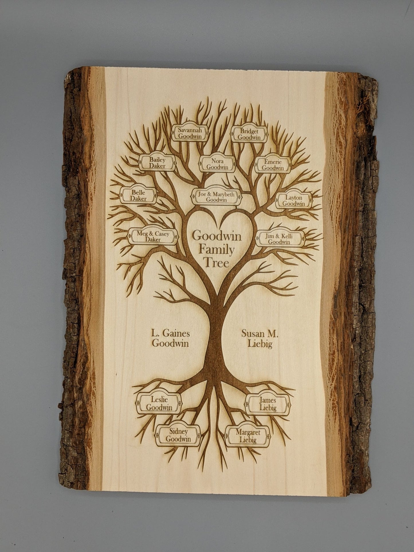 Engraved Wood Family Photo Plaque