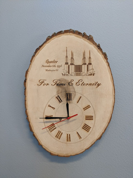 Gravering Custom Temple Clock Laser Engraved Large Oval Plaque – Riker Design