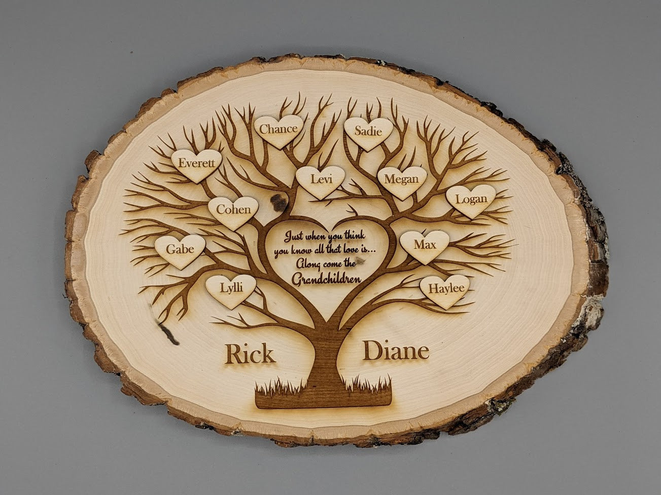 Custom Grandchildren Tree Laser Engraved Plaque