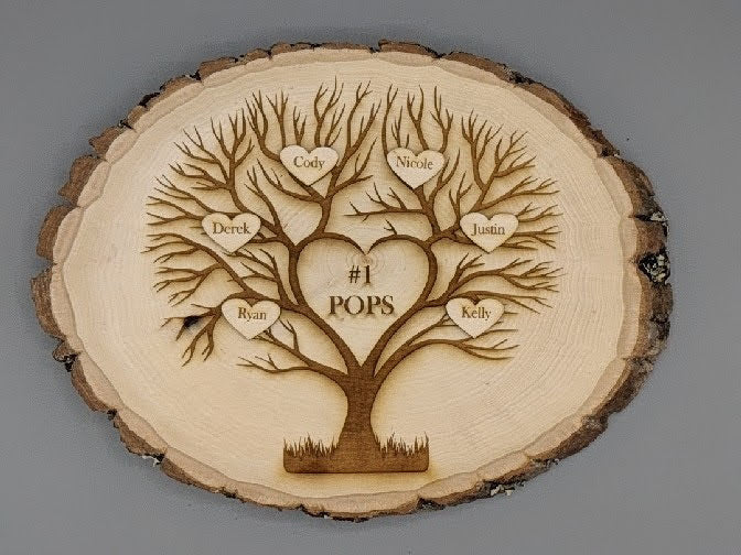 Custom Grandchildren Tree Laser Engraved Plaque