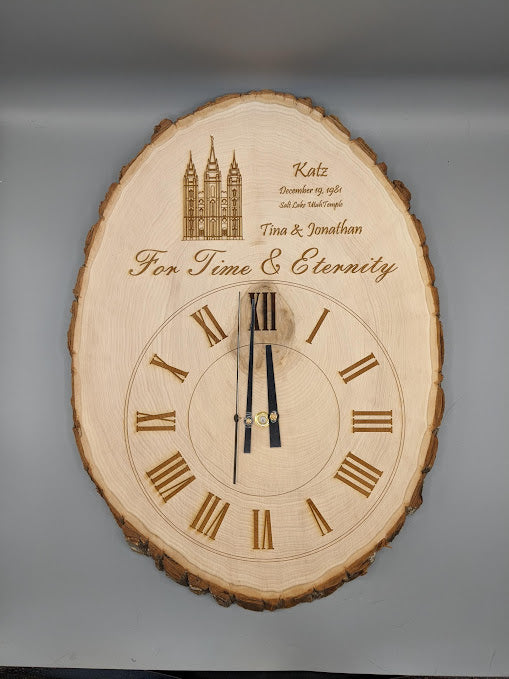 Custom Temple Clock Laser Engraved Large Oval Plaque