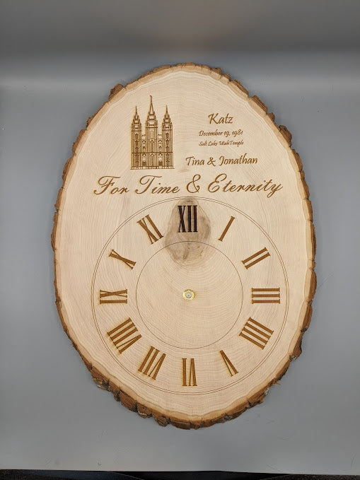 Custom Temple Clock Laser Engraved Large Oval Plaque