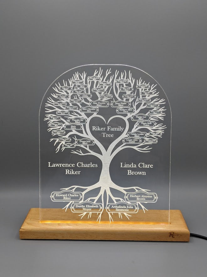 Custom Family History Tree Laser Engraved LED